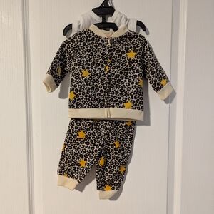 Leopard Print Kids Pajamas with Yellow Stars